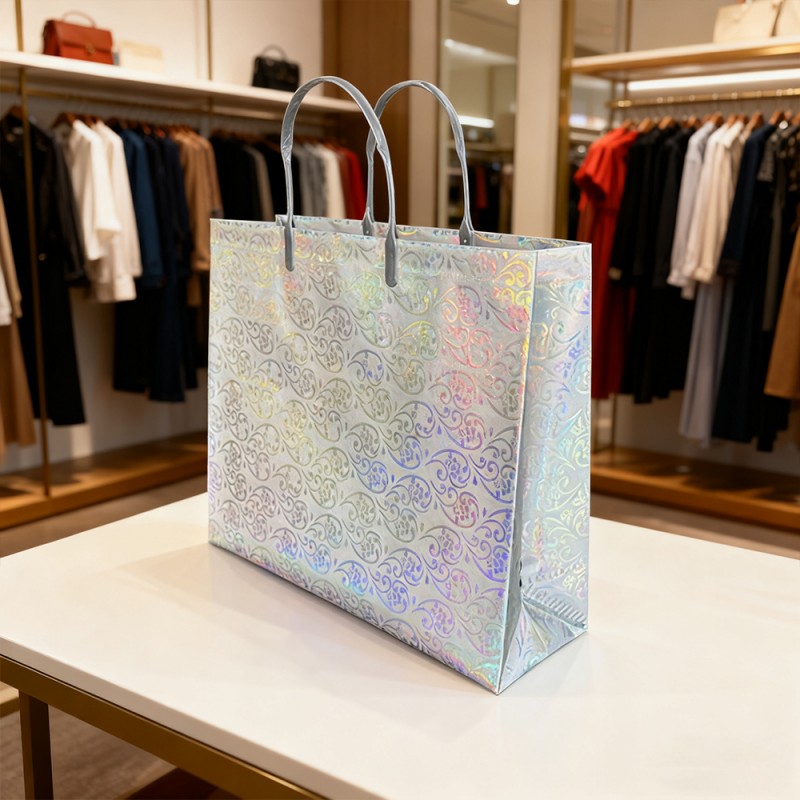 Torba na prezenty z laminowanej folii brokatowej