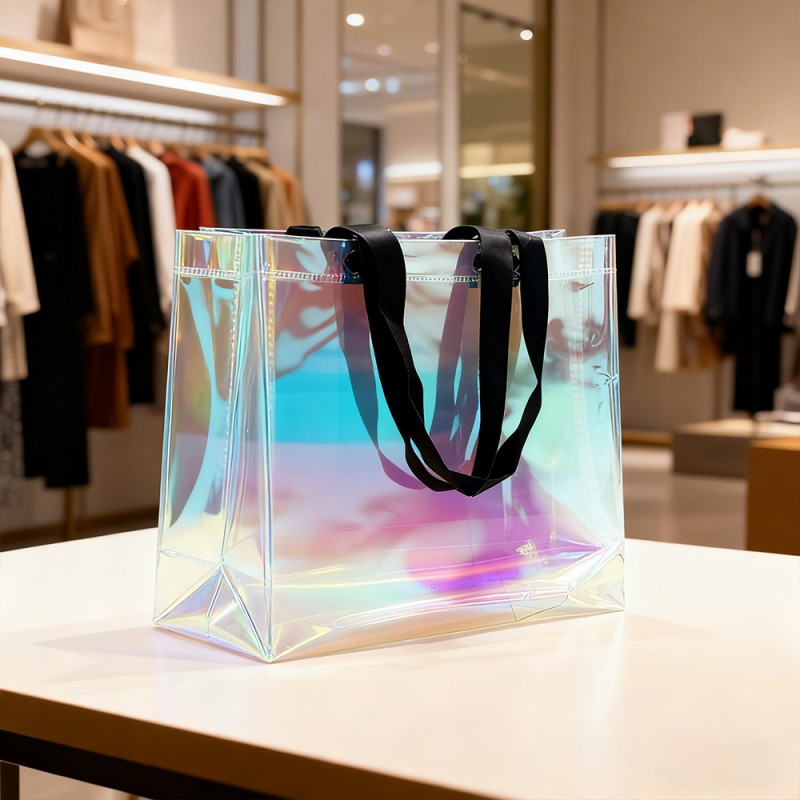 Torba na prezenty z laminowanej folii tęczowej