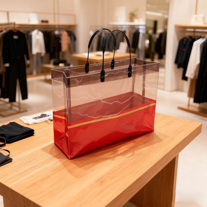 Przezroczysta torba na zakupy CPP ze złotym paskiem